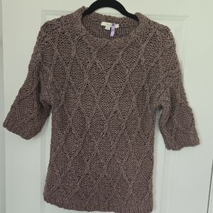 Boden Brown Cable Knit Crew Neck Sweater